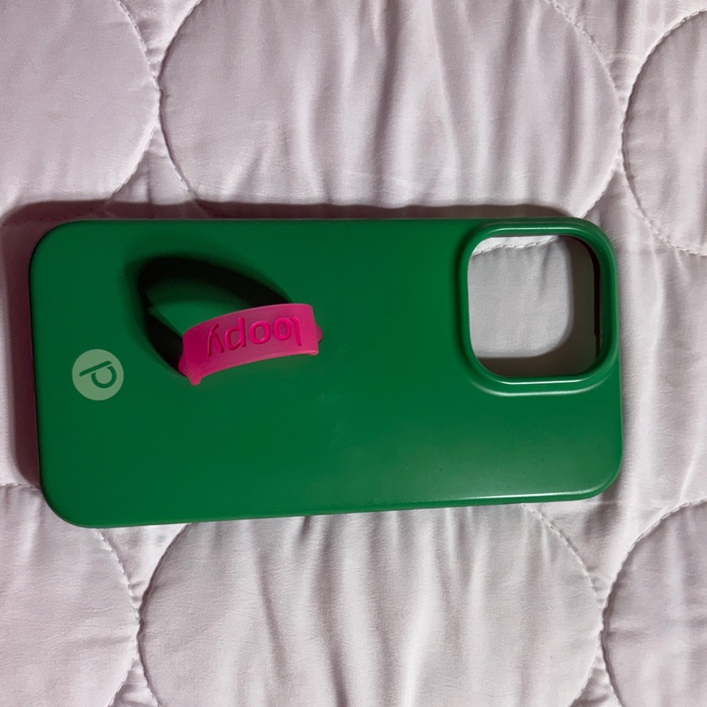 14 pro max Loopy Case Vibrant Green with Pink Loop
